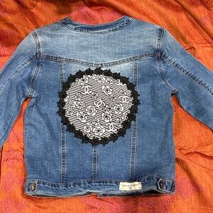 Upcycled Designer Inspired Style Denim Jacket Sz XXS One Of A Kind OOAK